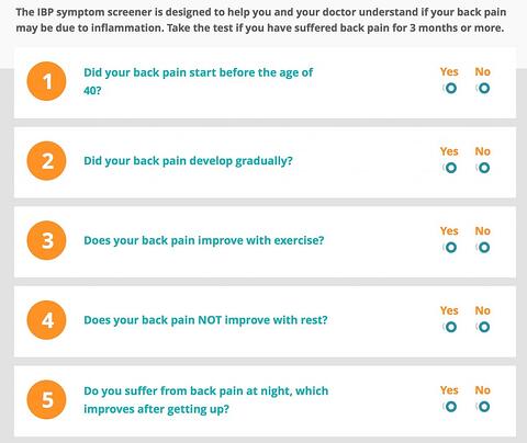 Inflammatory Back Pain Symptom Screener