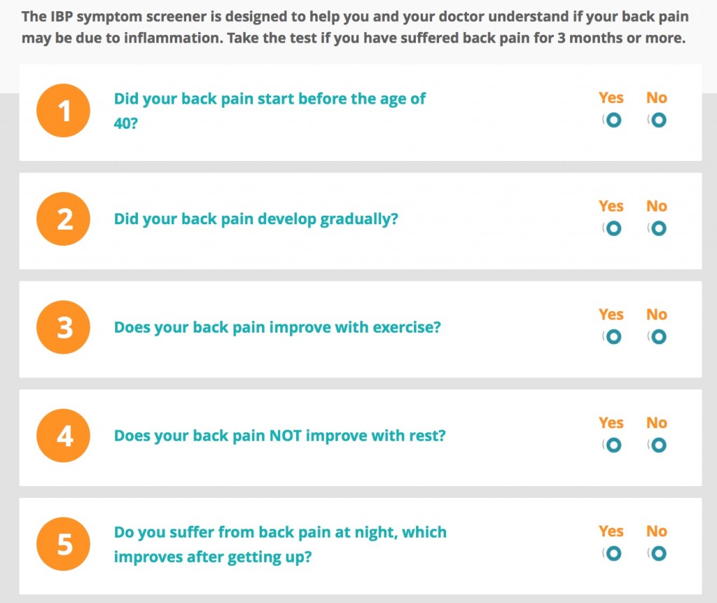 Inflammatory Back Pain Symptom Screener