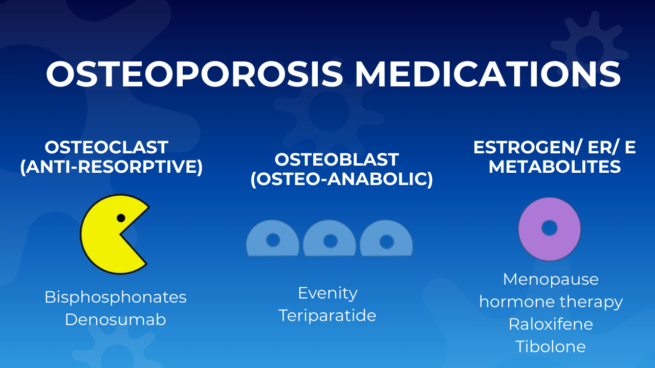 An infographic of the types of osteoporosis medications